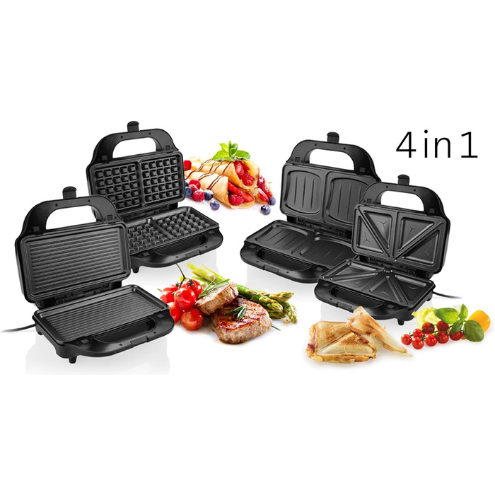 Сендвіч-машина ETA 4 в 1 I Sorento I Антипригарне покриття для легкого чищення без пригорання I 900 Вт I вафельниця, гриль та багато іншого