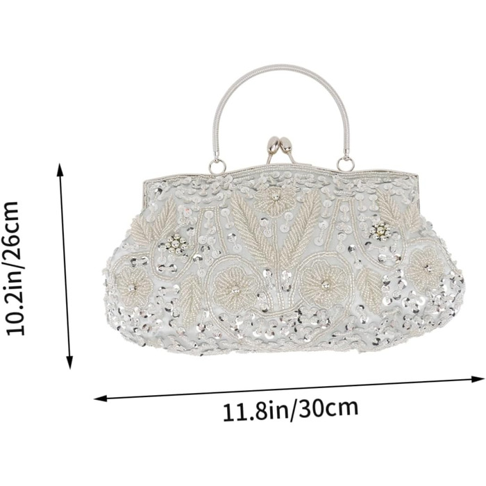 Вечірня сумочка-клатч з перлами, ручної роботи, багатоколірна, срібляста
