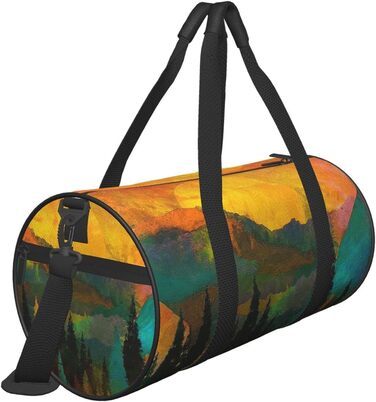 Спортивна сумка з мотивом дерев та сходу сонця, велика дорожня сумка для фітнесу, на вихідні та коротких подорожей для чоловіків та жінок
