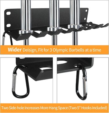 Органайзер для тренажерного залу, міцне зберігання штанг, настінне кріплення на 7 місць, тримач для олімпійської штанги, для зберігання в домашньому спортзалі, з порошковим покриттям, універсальний, для скакалок, ременів, поролонових роликів