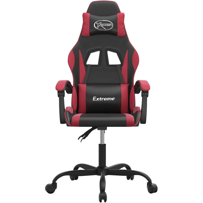 Зручне ігрове крісло з функцією масажу, чорний/бордовий, штучна шкіра, поворот на 360, модель 349574