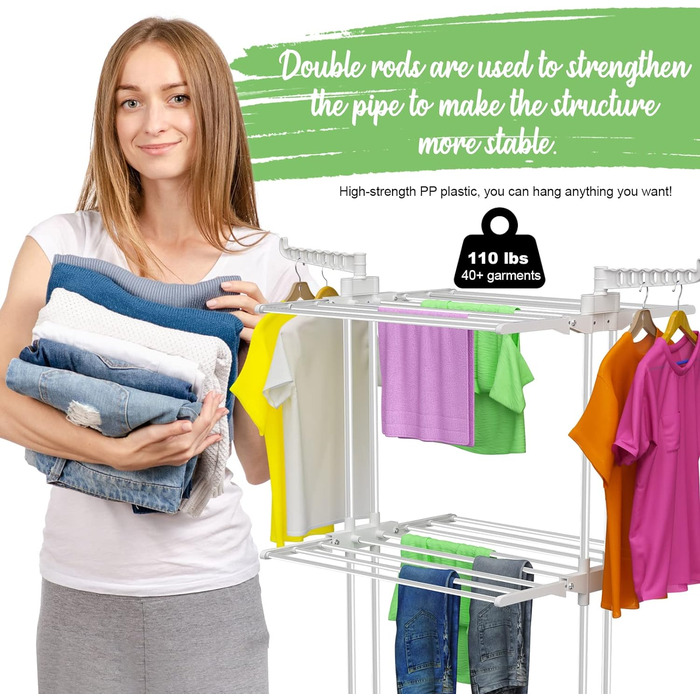 Невидима конячка для білизни на колесах Багатофункціональна 4-х ярусна сушарка для білизни Складана сушарка для білизни Компактна