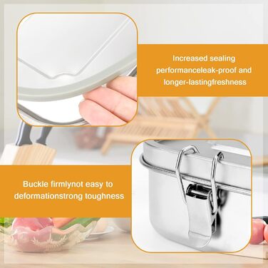 Ланчбокс Miiepls з нержавіючої сталі, 800 мл, з двома відділеннями, герметичний, екологічний та без BPA для дорослих і дітей