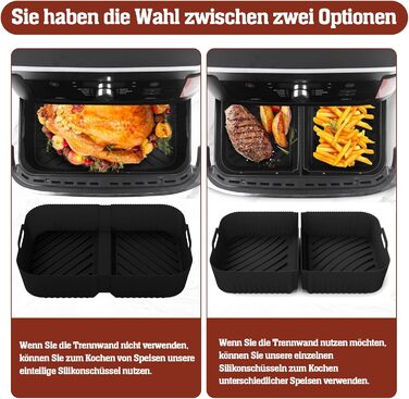 Аксесуари для фритюрниці Ninja Foodi Flexdrawer 10.4 л AF500EU, 3 шт. силіконова форма для фритюрниці, багаторазова мультипіч для мультипечі Аксесуари для ніндзя