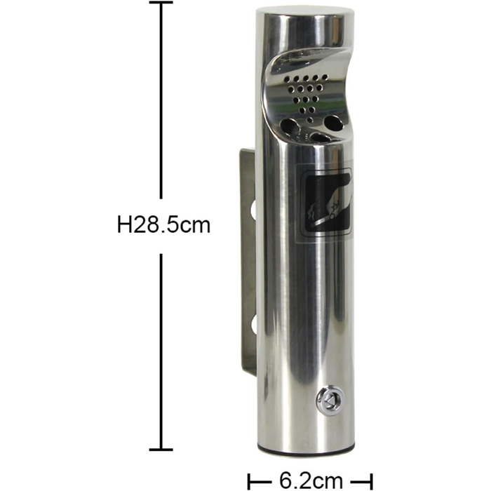 Зовнішня настінна попільничка JTYX, попільничка з нержавіючої сталі для сигарет, вежа для утилізації сигарет - комерційна попільничка для барів, готелів, торгових центрів, залізничних станцій і т.д. Срібло 6.2*H28CM