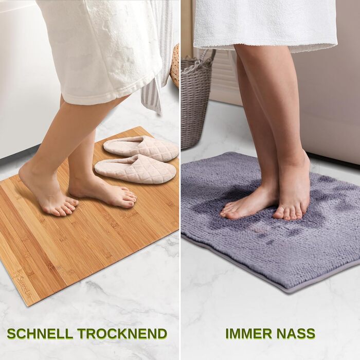 Бамбуковий килимок SereneLife, 60x40 см, нековзний дерев&39яний килимок для ванної, складний та стійкий до цвілі, швидковисихаючий, для спа, йоги, масажу, дому та відпочинку, згортається та складається