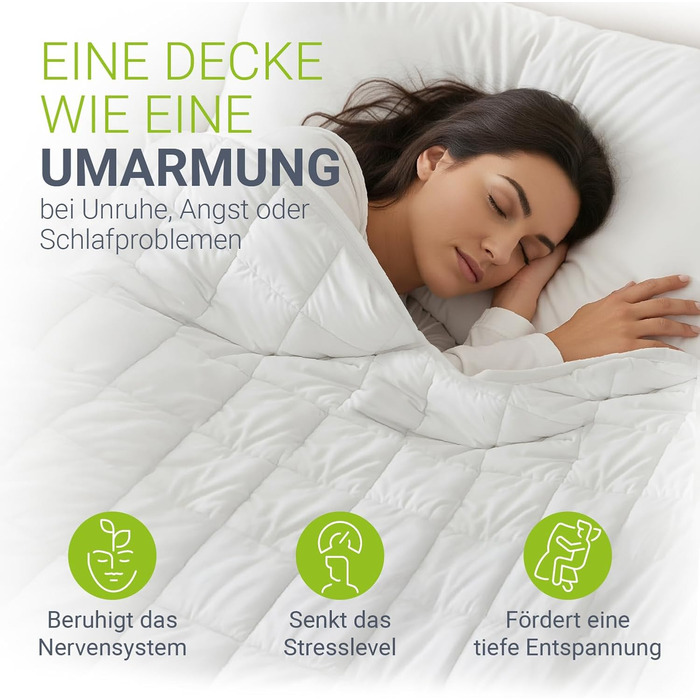 Обтяжена ковдра Juskys 135x200 Антистресова терапевтична ковдра, обтяжена ковдра зі скляними намистинами, бавовна та мікрофібра для людей з проблемами сну 7 кг 135 x 200 см - 7 кг