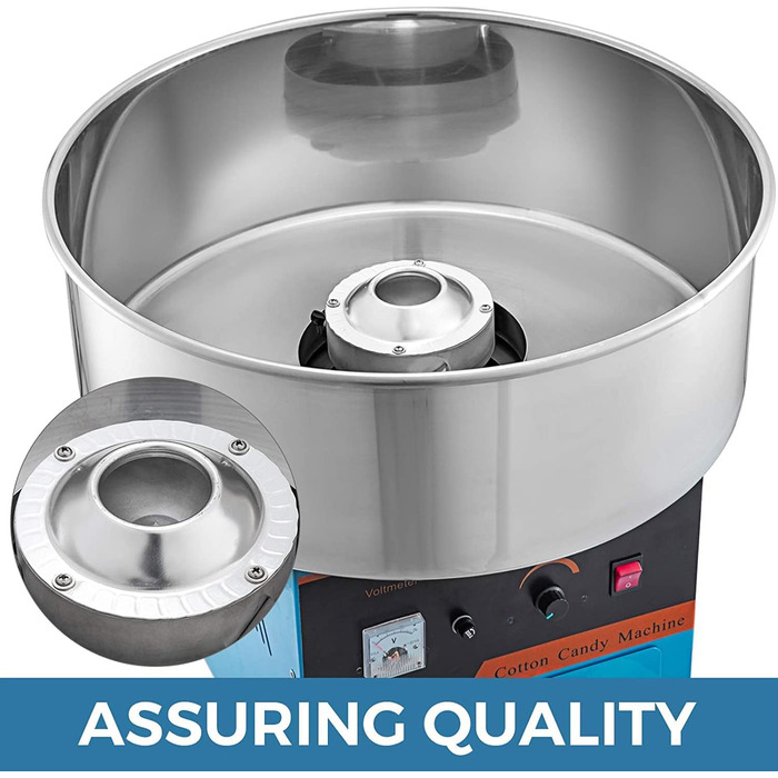 Машина для виробництва солодкої вати VEVOR 1000 Вт Машина для виробництва солодкої вати Машина для дому без візка Гумова стрічка, лопата для цукру та вугільні щітки Синій