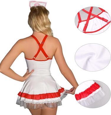 Жіночий костюм медсестри Funlure для рольових ігор, білий, з регульованими бретелями, універсальний розмір