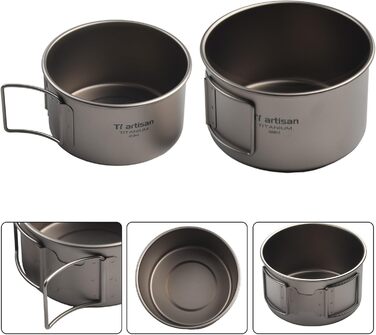 Кемпінгова миска зі складною ручкою, 450 мл або 600 мл, легкий, нержавіючий, безпечний для харчових продуктів посуд для походів, подорожей з рюкзаком та пікніків (миски 450 мл з 600 мл без ручки)