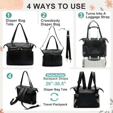 Пеленальна сумка MOMINSIDE, сумка-сумка, шкіряна пеленальна сумка, рюкзак з 14 кишенями для мами, тата, список бажань для дитини,