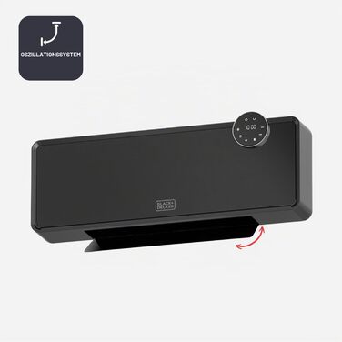 Керамічний обігрівач BlackDecker PTC 2000 Вт з функцією обертання, пультом ДК та можливістю настінного монтажу