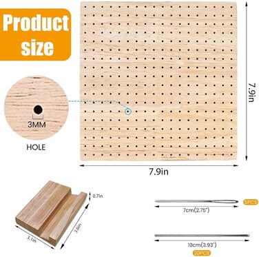 Дюймів Блокуюча дошка з шпильками, Блокуюча дошка для бабусиного квадрата, 20 шт. Шпильок з нержавіючої сталі, Блокувальна дошка Вязана деревяна деревяна дошка ручної роботи Дошки для вязання гачком для вязання, 7,9 * 7,9