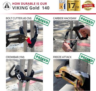 Велосипедний ланцюговий замок Seatylock Viking з ключем запатентований велосипедний замок із захистом від крадіжки високий рівень безпеки. Продається безпечний велосипедний замок для міського електровелосипеда та самоката, окружність 55,1 дюйма, посилений