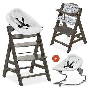 Дитячий дерев'яний стільчик для годування від народження з функцією нахилу - додаткове плоске кріплення для новонароджених та баво
