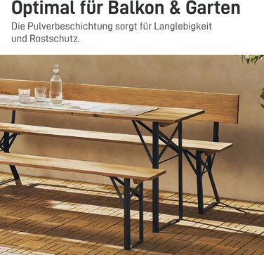 Набір для пивного саду Natural Goods Berlin, 2 предмети - металевий каркас для пивного столика (чорний, 70 см x 42 см) - ніжки для столу - міцний каркас столу для саду, патіо та кемпінгу, В70 x Ш42 см - стіл чорного кольору