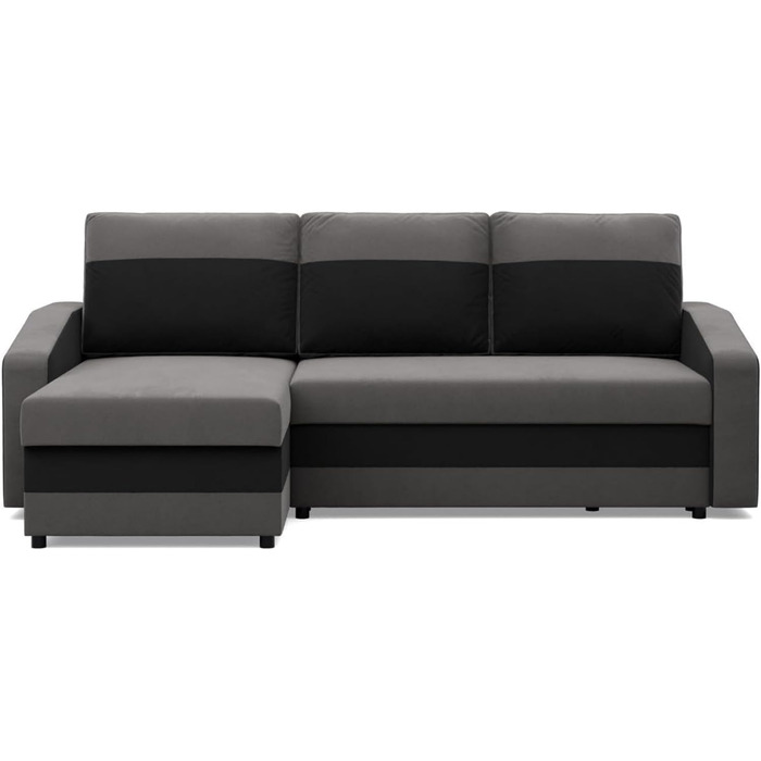 Кутовий диван з функцією сну та ящиком для зберігання Orion, Універсальний кутовий диван, L-подібний диван (ШxГxВ) 231 x 140 x 85 см, диван для вітальні, кутовий диван, сірий чорний (мікро 27 мікро 15)