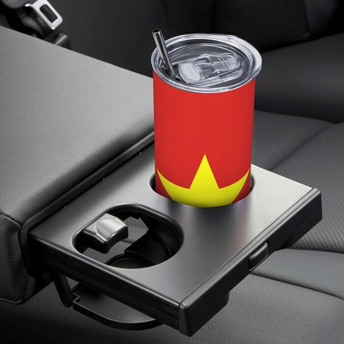 Кухоль з прямою трубочкою, принт з в&39єтнамським прапором, дорожній кухоль, підходить для кемпінгу, офісу та дому, 590 мл