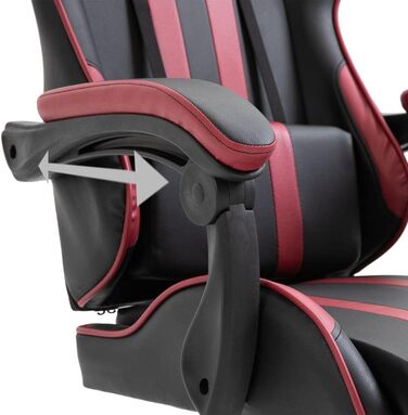 Геймерське крісло з бордової штучної шкіри з високою ергономічною спинкою, регулюванням висоти та поворотом на 360 градусів для оптимального положення сидіння, включаючи 5 нейлонових коліщаток для тихого руху. 30 x 18 x 5 см.