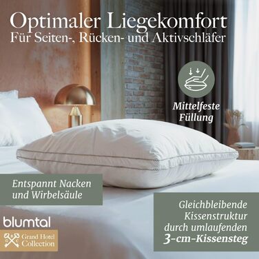 Пухова подушка Blumtal 80 x 80 см з 3-камерним наповнювачем - сертифікована Oeko-TEX. Подушка 80x80 з пір&39яним наповнювачем - Ультрапідтримуюча пружинна серцевина м&39які зовнішні камери HCS - Подушка чохол 100 бавовна, білий колір 80x80 см 1