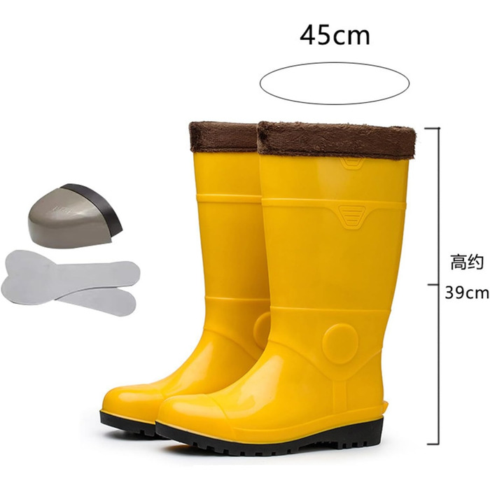Лабораторні гумові чоботи для чоловіків, з теплою підкладкою, високі гумові чоботи до коліна, термоізоляція, чоботи без шнурівки для риболовлі, полювання та садівництва, нековзні водонепроникні гумові чоботи, AC, 41 1/3 EU