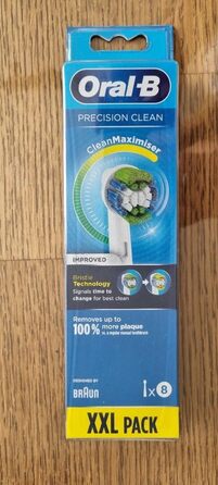 Електрична зубна щітка Oral-B Pro Precision Clean, X-подібна форма та кутова щетина для більш глибокого видалення нальоту, 8 насадок для зубних щіток, біла біла 8 шт. (1 упаковка)