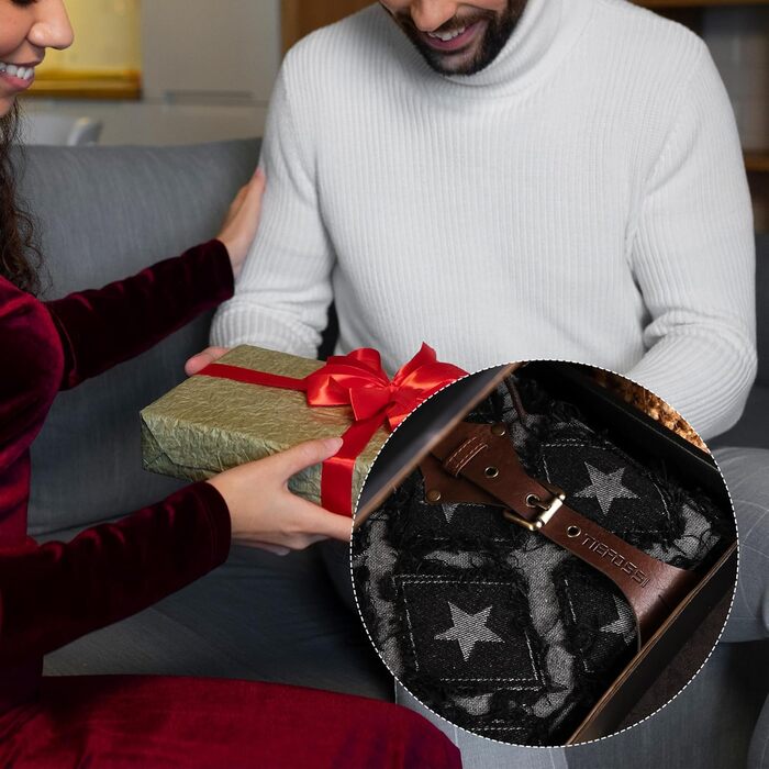 Джинсовий щоденник TIEFOSSI для жінок та чоловіків вінтажний блокнот зі штучної шкіри з механізмом на 6 кілець, лінійкою для коледжу, з можливістю поповнення та внутрішніми кишенями (17,8 x 23,5 см) чорного кольору