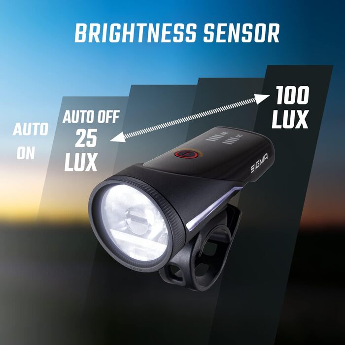 Комплект велосипедних ліхтарів SIGMA Aura 100/Blaze Link (силіконове кріплення) Інноваційна функція з&39єднання та автоматичне регулювання освітлення Передній світлодіодний велосипедний ліхтар з яскравістю 100 люкс Задній ліхтар з функцією стоп-сигналу