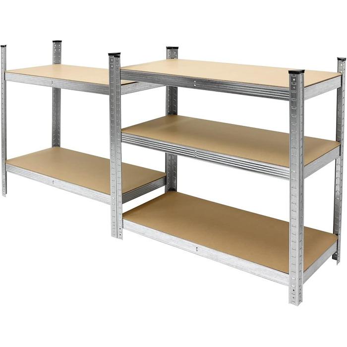 Стелаж для майстерні ECD Germany, міцний, 200x100x50 см - оцинкований - вантажопідйомність до 750 кг - 5 полиць МДФ - стелаж для зберігання, безболтовий стелаж, стелаж для підвалу, стелаж для гаража, металевий стелаж, стелаж для робочого столу, 200 x 100 