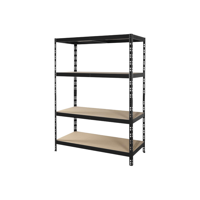 Міцний стелаж 178,5 x 130 x 60 см, чорне порошкове покриття ширина 130 см 4 полиці, кожна з максимальним навантаженням 250 кг Полиця для зберігання, металева полиця, полиця для підвалу