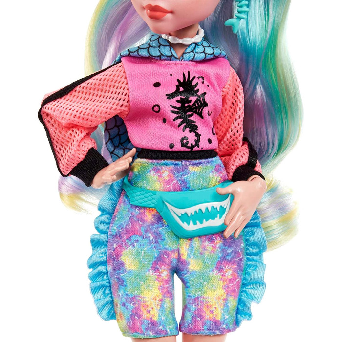 Лялька MONSTER HIGH Lagoona Blue - рожевий балахон, велосипедні шорти з батику, босоніжки на платформі, ласти, аксесуари, для дітей віком 4, HHK55