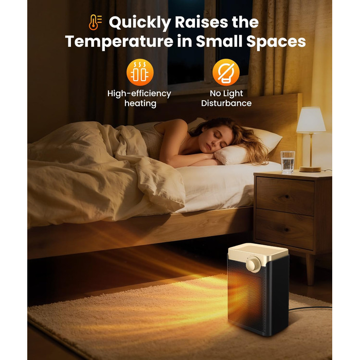 Енергозберігаючий електричний вентилятор-обігрівач, електричний обігрівач потужністю 1500 Вт з керамічним нагрівальним елементом PTC, 3 режими, портативний обігрівач із захистом від перегріву та перекидання, для ванних кімнат, спалень, кемпінгу в приміщен