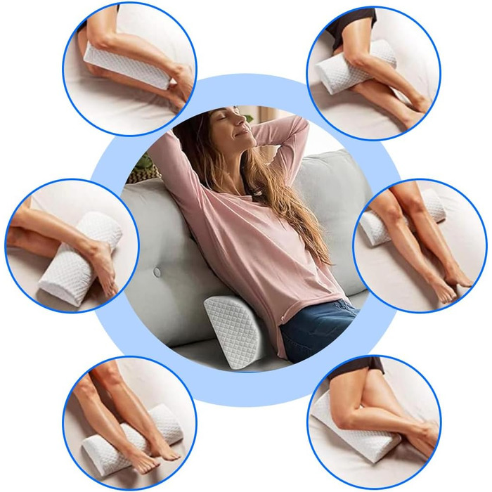 Подушка для колін FARYODI для сну на боці, напівкруглий опорний валик з піни з ефектом пам&39яті, для шиї, колін та сну на боці для полегшення болю в колінах та спині (50 * 20 * 10 см)
