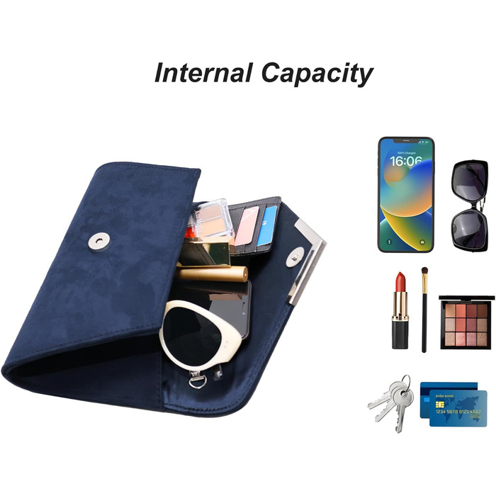 Жіночий клатч Milisente із замшевої вечірньої сумки, маленька сумка через плече, замшевий синій