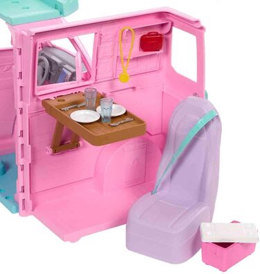 Ігровий набір Barbie Dreamland Road Adventure кемпер з 4 ігровими зонами, кухнею, ліжком, багаттям, собакою та 20 аксесуарами, JMK45