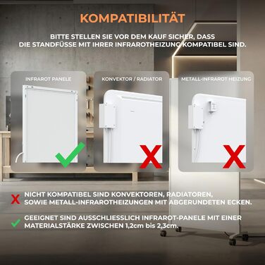 Універсальні підставки BR Bringer 2 шт. для інфрачервоних обігрівачів - Міцні підставки для окремого використання електричних обігрівачів - для різних марок та моделей - німецький якісний бренд (чорний)