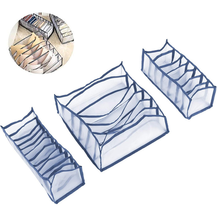 Складана коробка для зберігання білизни, органайзер для бюстгальтерів, роздільник для шкарпеток, чудовий комплект для шафи, легка, практична, для домашнього зберігання (сіра)