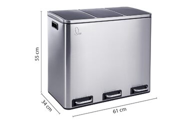 Відро для сміття з 3 відділеннями Відро для паперу 54 л Педальний відро для сміття Відро для сміття Переробка Відокремлення сміття