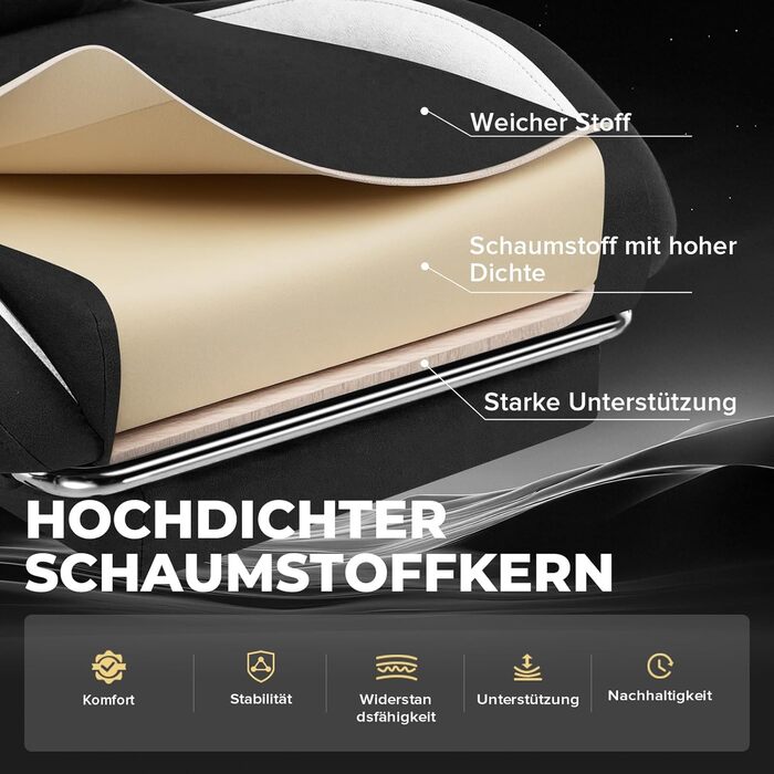 Ігрове крісло GTPLAYER, ергономічне тканинне ігрове крісло з поперековою опорою, комп&39ютерне крісло з розширеною спинкою, вантажопідйомність до 150 кг, чорна тканина