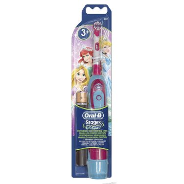 Дитяча зубна щітка на батарейках Oral-B з фігурками Disney Cars або Disney Princess, 1 ручка, 1 насадка для щітки, 2 батарейки