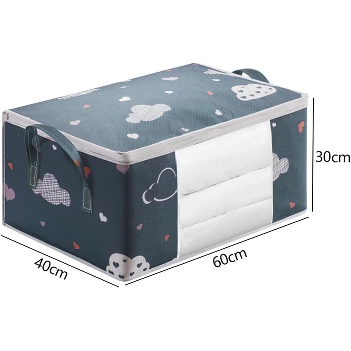 Органайзер для одягу з 3 предметів, сумка для зберігання ковдр та одягу, водонепроникний, органайзер для гардеробу, складаний, велика місткість, для ковдр (2 шт. синього кольору)