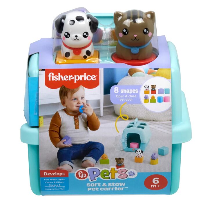 Іграшка-сортер Fisher-Price Тварини в дорогу FP Pets сортер та переносний будиночок для тварин з розвиваючими активностями для малюків від 6 місяців, HTW93