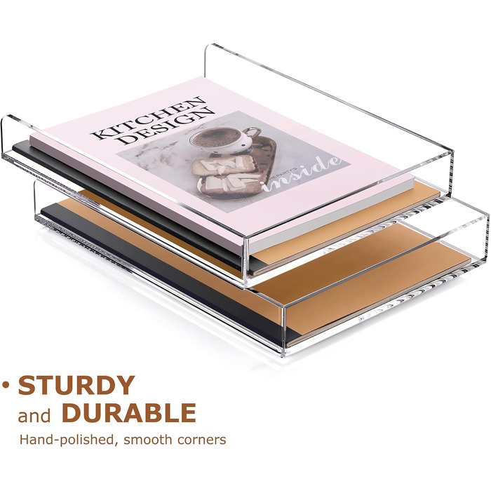 Лоток для листів SANRUI, що штабелюється, формату A4, 4 відділення, лоток для документів формату DIN A4, прозорий офісний органайзер та лоток для паперу для настільних аксесуарів та документів, сучасна 4-рівнева система організації