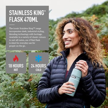 Маленький глечик King Thermos сірого кольору, виготовлений з нержавіючої сталі, зберігає об&39єм гарячим або холодним, 470 мл