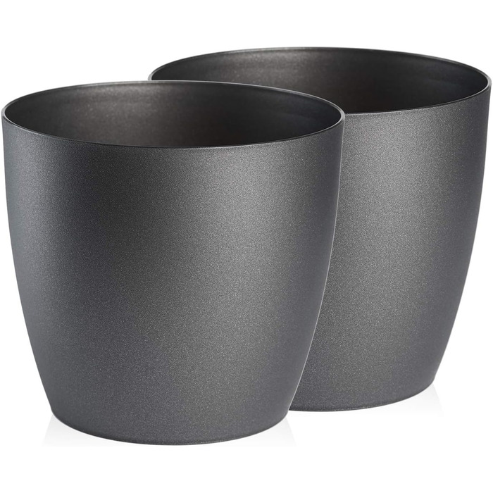 Кашпо для квітів Tymar, 2 шт. , пластикове кашпо для рослин, сучасне, матове, круглої форми (графіт, ø 14 см) ø 14 см (2 шт. ) гра