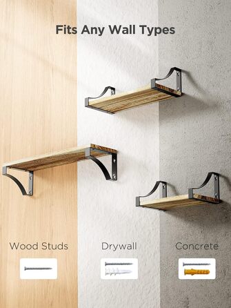 Набір настінних полиць Pipishell із 3 предметів, дерево та метал, настінні полиці для зберігання, дерев&39яний металевий дріт у рустикальному стилі, для вітальні, спальні, офісу, ванної кімнати або кухні (коричневий)