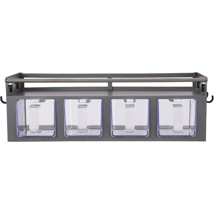 Підвісний органайзер для спецій з 4 знімними підставками для спецій, настінна кухонна підставка для солі, перцю, цукру, спецій (сіра)