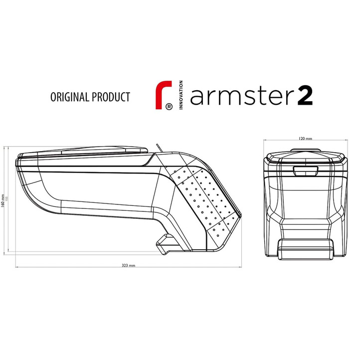 Підлокітник Rati Armster2 підходить для RENAULT ZOE 2020- чорний Центральний підлокітник з відсіком для зберігання, ідеально підходить для центральної консолі