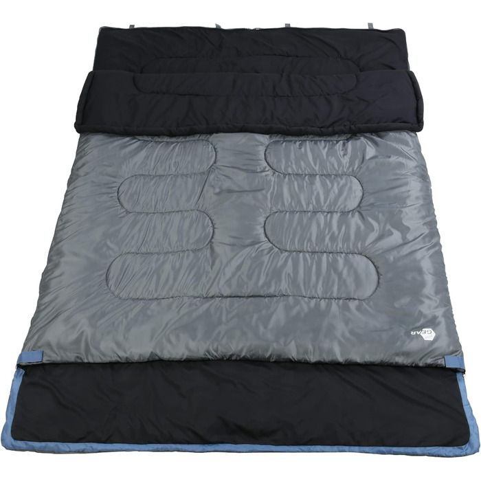 Ваш спальний мішок GEAR 2 Man Marin -7C Ковдра Спальний мішок 220x150 см Двоспальний мішок 3-4 сезони Синій сірий