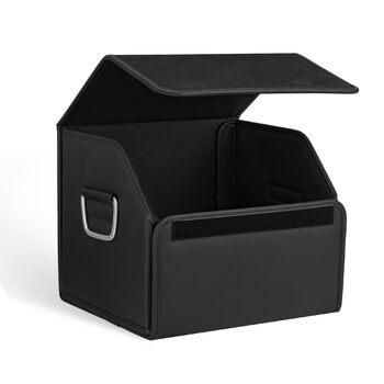 Органайзер для багажника JEYODA з алькантари, великої місткості, м'який органайзер для автомобіля та зберігання речей, складаний, з бортиком, для авто, позашляховика, джипа, седана, дому, кемпінгу (чорний, малий) Чорний, Малий